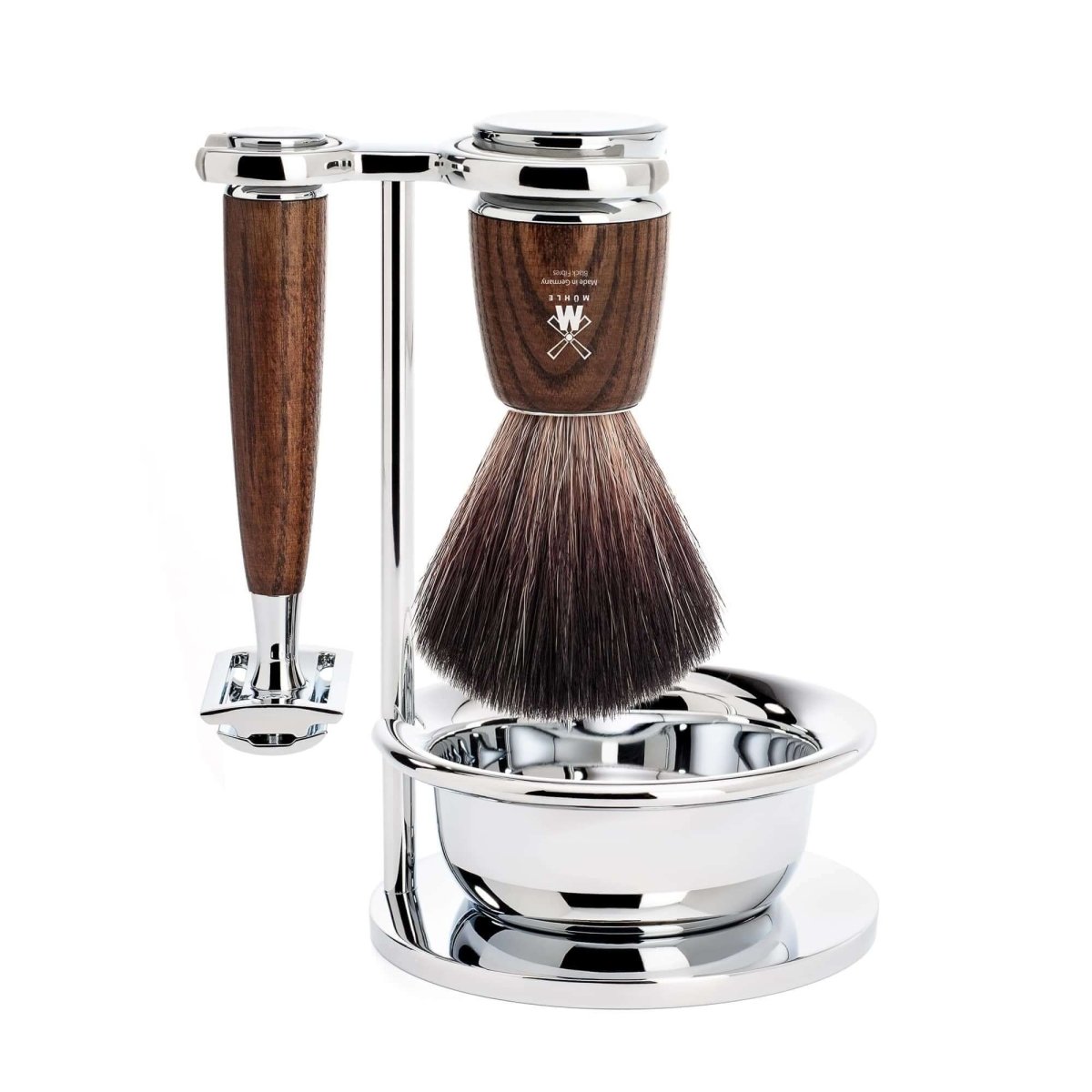 Mühle Scheerset Rytmo 4-delig - Essenhout - Safety Razor - Baard en Co - Scheerkit - 4028982005901